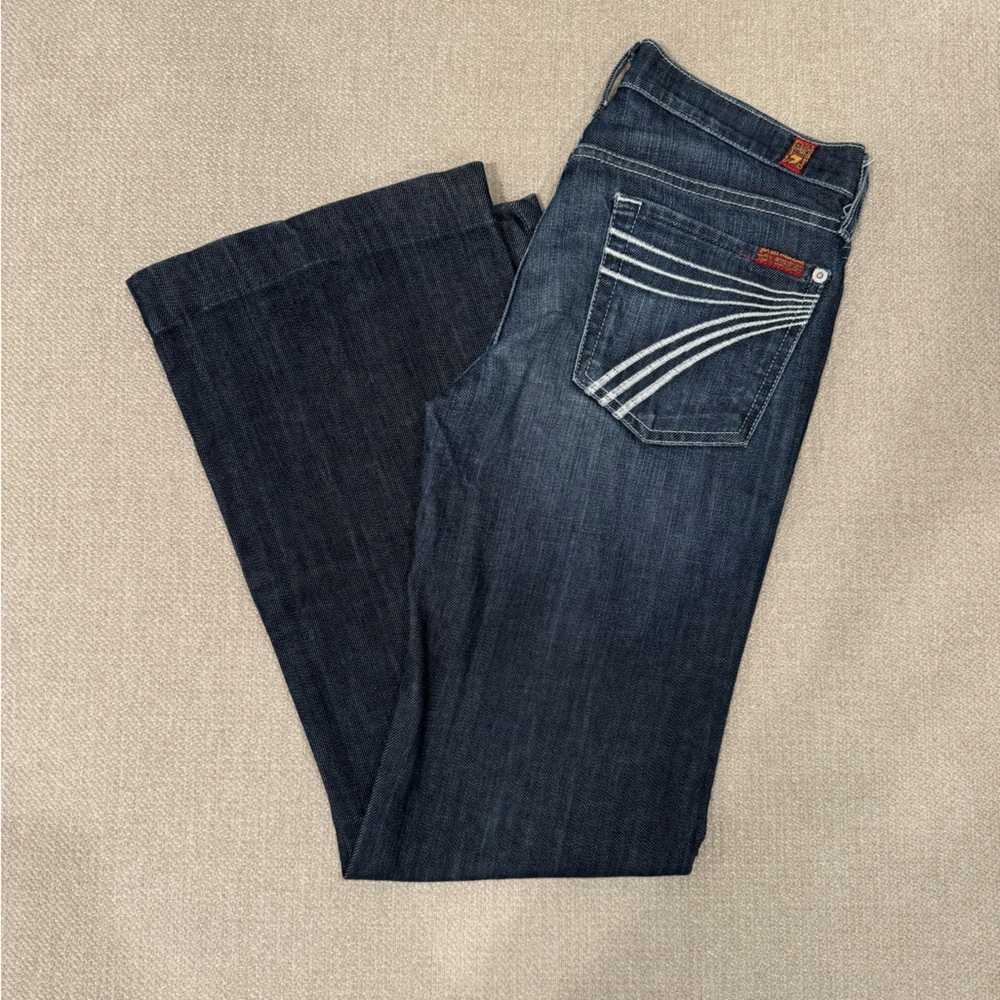 7 For All Man Kind Dojo Flare Leg dark Wash Jeans Size 27